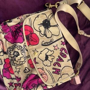 Coach Floral Crossbody Bag - Cream and Pink